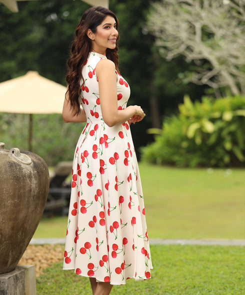 Cherry Printed Elegant Dress